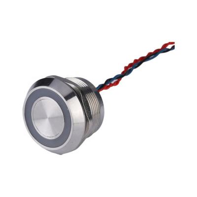 China Ring Illuminated Led Stainless Steel 12v 22mm Piezo Switch PS22B-T10F-E Red Blue Momentary Wire Advance Chamfer Head Piezo Switch PS22B-T10F-E for sale