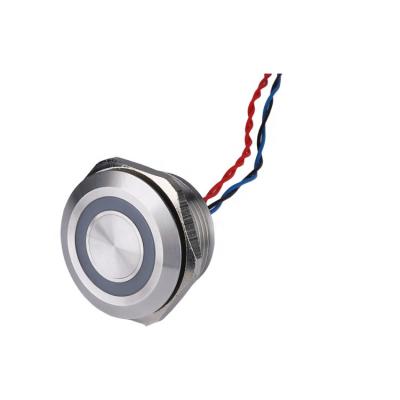 China Ring Led Touch Chamfer Piezo Switch IP68 Marine Anti Momentary Stainless Steel Waterproof Metal 30mm With Harness PS30B-T10F-E for sale