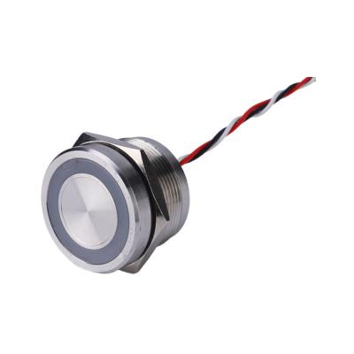 China 25mm Ring 12v Led Illuminated Touch Button Switches Ip68 Stainless Steel Waterproof Momentary Tactile Piezo Push Button PS25B-P10F-E-S for sale