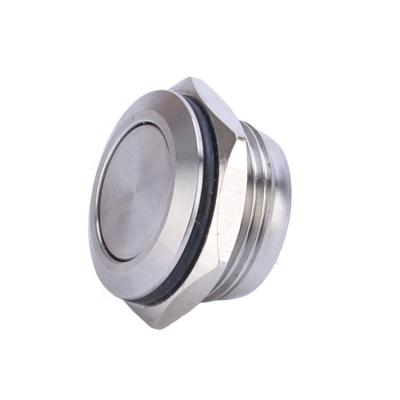 China Brass Nickel/Stainless Steel Short Body IP67 16mm Normally Open Diameter 1NO l Metal Reset Momentary Flat Round Push Button Switch for sale