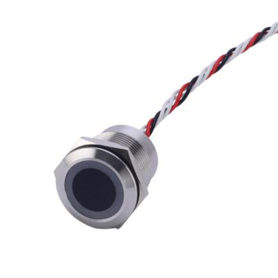 China Stainless Steel /Aluminum Oxide 22mm Stainless Steel 1NO IP68 Brass Nickel Plated Momentary Waterproof Metal No Touch Infrared Sensor Switch With Ring Led Light for sale