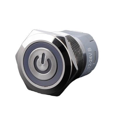 China 22mm 1NO 4pins nickel plated brass momentary switch opened IP67 waterproof metal push button switches with 12v led light for sale