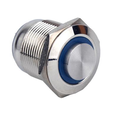 China Stainless Steel Nickel Plated Brass /Aluminum Oxide Led 12V Light Red Green Latching 4 Pin Head Exquisite Round Metal Push Button Switch 16mm Waterproof 1NO for sale