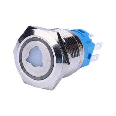 China Nickel Plated Brass 19mm 7pins 12v RGB Stainless Steel /Aluminum Oxide Led Metal Push Button Switch Waterproof IP65 Latching Stainless Steel Buttons Electrical Switches for sale