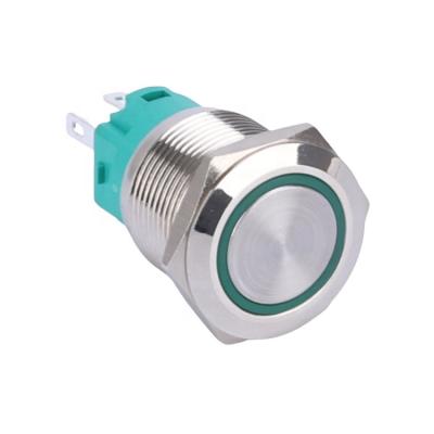 China Stainless Steel Brass Nickel Good Price Illuminated LED Head 1NO1NC Yellow Red Green Blue Flat Push Button Switch for sale