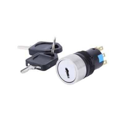 China Stainless Steel /Aluminum Nickel Plated Brass Oxide Waterproof 1NO1NC 3 Position Double Locking Removed Motorcycle Master Switch 16mm for sale