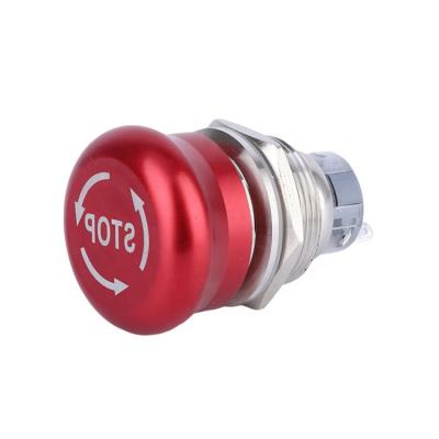 China Stainless Steel /Aluminum Oxide 3pins Red Green Nickel Plated Brass 2NO2NC IK02 Waterproof 5A 12V 1NO1NC Mushroom IP65 19mm Emergency Stop Switch for sale