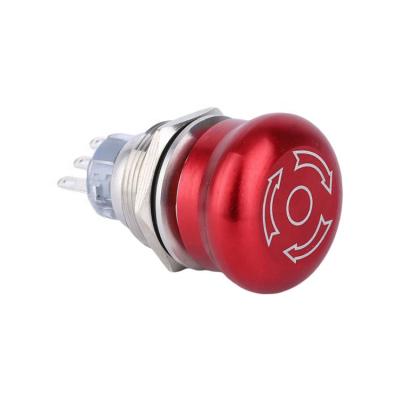 China Stainless Steel /Aluminum Oxide 2NO2NC IK02 Waterproof 3pins 5A 12V Mushroom Head Stainless Steel IP65 19mm Emergency Stop 1NO1NC Red Green Switch for sale