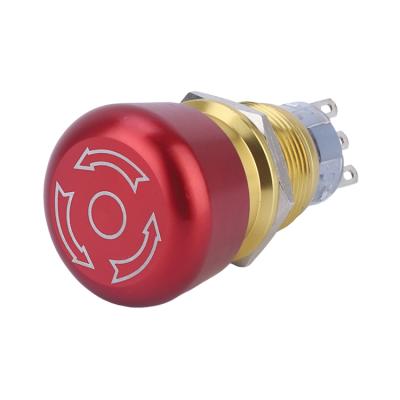 China Aluminum Oxide Vandal Proof Push Button Switch 22mm IP65 Waterproof On Off Lock Metal Emergency Stop Button Switch For Electric Vehicle for sale