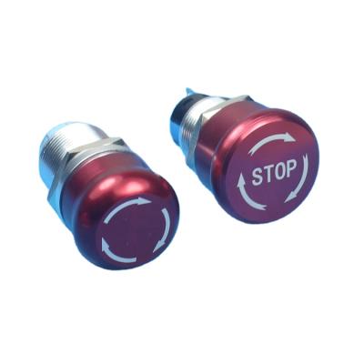 China Stainless Steel /Aluminum Oxide Mushroom Head Printing Symbol STOP Function Alum Oxidized 3 PIN Housing Red Switch 19mm Explosion Proof Emergency Stop Button for sale