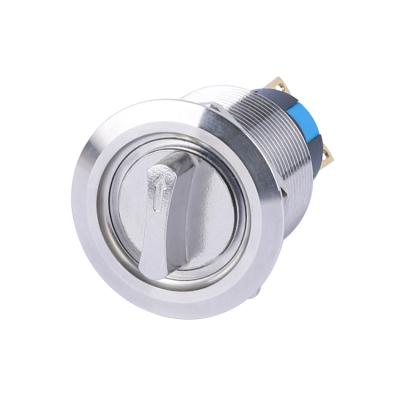 China Stainless Steel 19mm Push Button Switches 6Pins AC Rotary Waterproof Metal 1NO1NC 3 Position Selector IP65 250V for sale