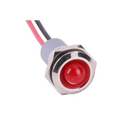 China Nickel Plated Waterproof Metal Signal Lamp IP65 Brass (or Stainless Steel /Aluminum) Oxide 14mm 3V 5V 12V 24V 36V 110V 220V LED Indicator Light With 150mm Wire for sale