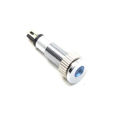 China Nickel Plated Brass (or Stainless Steel /Aluminum) 8mm Oxide 12v Dot Illuminated LED Signal Lamp Flat Head Metal IP65 Waterproof Indicator Light With Wire for sale