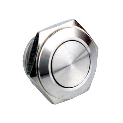 China Hot Sales CE 16mm Flat Round Stainless Steel /Aluminum Oxide IP67 Waterproof 1NO 2A Momentary Customize Metal Nickel Plated Brass Push Button Switch for sale