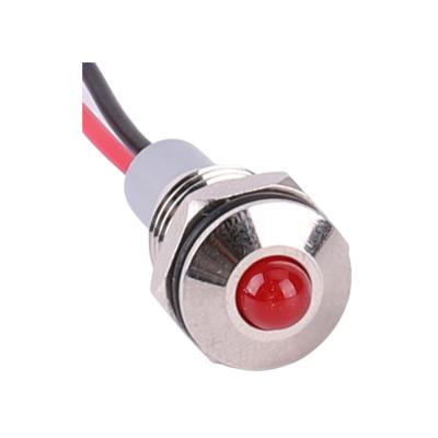 China Nickel Plated Brass (or Stainless Steel /Aluminum Oxide) 12v Dot Bright Led Metal Pilot Lamp 10mm Ball Head Waterproof Indicator Light With Wire for sale