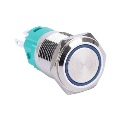 China Stainless Steel /Aluminum Oxide 16mm Nickel Plated Brass Switches Led Ring Illuminated 5 Momentary Terminals On Off 12v IP65 Metal Nickel Plated Brass Waterproof Push Button Switch for sale