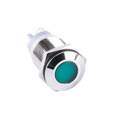 China Nickel Plated Brass (or Stainless Steel /Aluminum) 2 Oxide 16mm Metal Screw Terminal Point 12v Illuminated Led Indicator Light Waterproof Flat Head Lamp Switch for sale