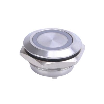 China Stainless Steel /Aluminum Oxide 19mm 1NO 4pins Start Button Momentary Waterproof 12v Ring Illuminated LED Push Button Switches Unlocked for sale