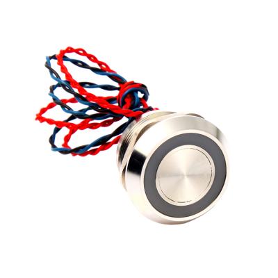 China IP68 waterproof momentary 12mm 16mm 19mm chamfer head 22mm 12v ring illuminated piezo switch with wire PS22B-T10F-E for sale