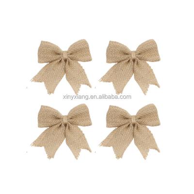 China Factory custom DIY Bowknot Natural Burlap Ribbon Lace Trim Rustic Jute Garland Hessian Roll Bow Tie Wedding Party Decoration for sale