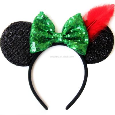 China Factory custom Mickey Ears Headbands Sequin Hair Band Accessories for Women Girls Cosplay Party, Sequin Mouse Ears Headband for sale