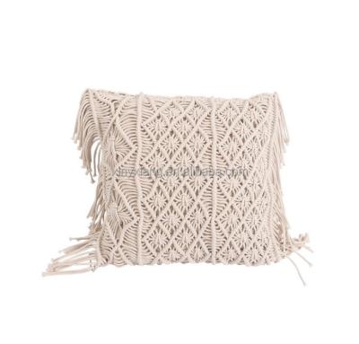 China Factory Wholesale Macrame Handmade Woven Knotted Pillow Cover, Macrame Cushion Case for Bed Sofa Couch Bench Car Home Decor Gift for sale