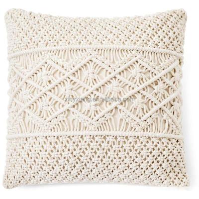 China Factory custom Macrame pillow cover Boho cushion cover 100% cotton wedding decor, Macrame Cushion Case Throw Pillow Covers for sale