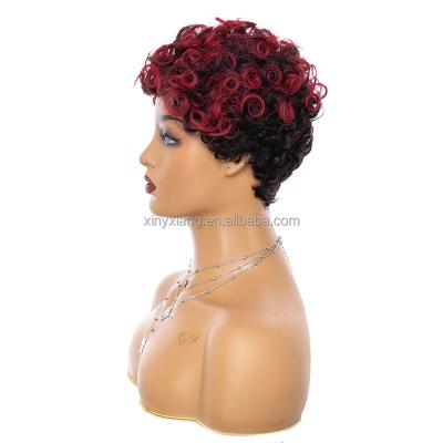 China Factory Wholesale Water Wave Remy Hair Short Human Hair Wigs For Black Women Mohawk Machine Made Wigs for sale