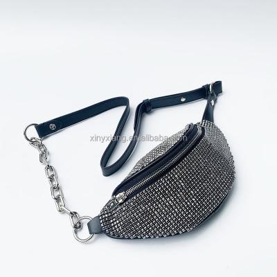 China Factory Wholesale Womens Rhinestone Studded Fanny Waist Pack, Rhinestone-embellished Mini Fanny Saddle Bag for sale