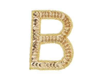 China Factory Wholesale Letter Sequin & Glass Bead Applique, Sequins Letter Number Appliques, Fashion Appliques & Trims for sale