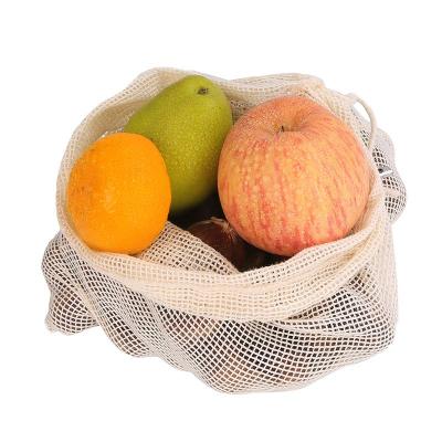 China Reusable Cotton Mesh Produce Bag Set Drawstring Reusable Net Bag for sale