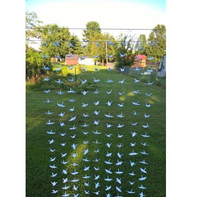 China Folk Art 240 Cranes-12 Strands Origami Cranes on Twine, Wedding Backdrop, Origami Crane Backdrop for sale