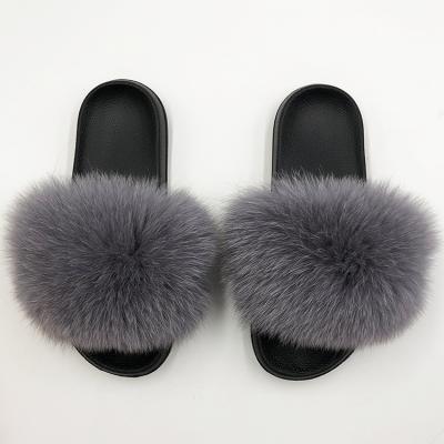 China Fashion Trend Fur Slippers Real Fur House Slippers Women Fox Fur Slippers for sale