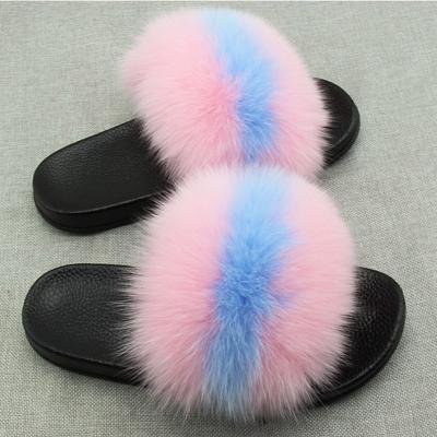 China Fashion Trend Fur Platform Slippers For Women Fashion Wholesale Luxury Ladies Real Fox Fur Slides for sale