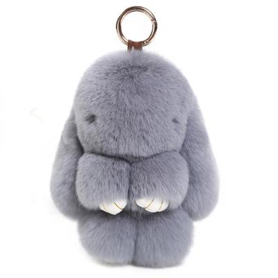 China 2021 New Arrival Porcelain Faux Rex Rabbit Fur Fluffy Bunny Large Rabbit Keychain Cute Bag/Phone/Car/Chain Chain for sale