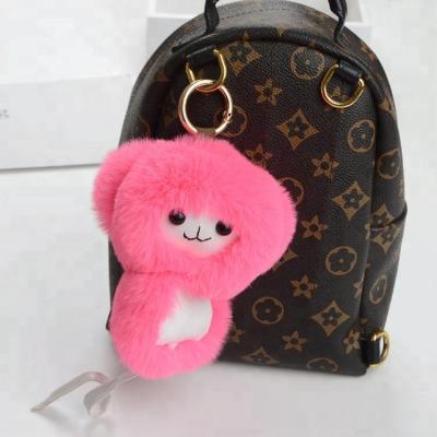 China Hot Selling Handsome Rex Rabbit Bunny Fur Ball Bunny Keychain for Bag/Phone/Car/China Fur Pompom Key Chain Hot Selling for sale