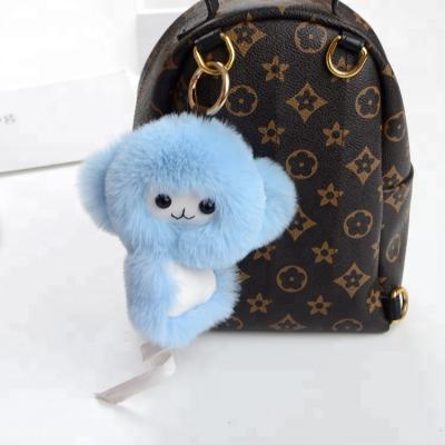 China China Key Bag/Phone/Car/Bag Charm Genuine Fur Cute Monkey Rabbit Key Chain With Rings for sale