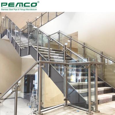 China Traditional Indoor Stainless Steel Glass Stair Post Glass Stair Railing Stair Railing Clamp Designs for sale