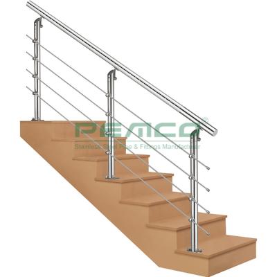 China Modern A179 Inox 5 Line Pipe Post Railing Duplex House Staircase Stainless Steel Tube Railing for sale