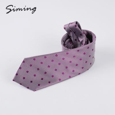 China Any Color Pantone Code Hand Made Fast Delivery Polka Dot Thin Fashion Customized Purple Tie For Men Tie Man for sale