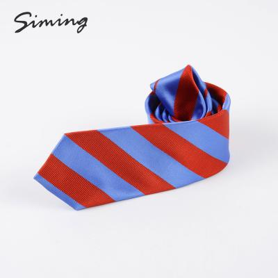 China Red Tie For Wedding And Other New Occasions Microfiber And Blue Woven Design Hot Sale Fashionable Red Striped Traditional Ties for sale