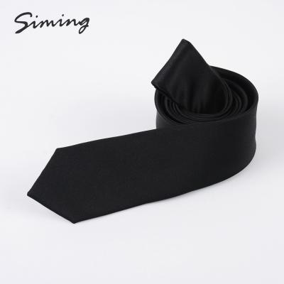 China Black Tie For Customized Cheap Masonic Ties Handcrafted Burial Solid Black Lean Microfiber Woven Different Occasions for sale