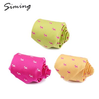 China Wholesale Bulk Good Quality Color Print Puppy Pattern Woven Skinny Neck Ties With Animals for sale