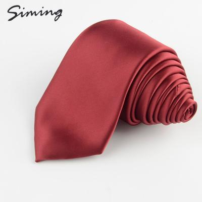 China Cheap Afric Style Hot Selling Polyester Solid Color Polyester Solid Color Ties Cheap High Grade Modern Slim Skinny Men for sale