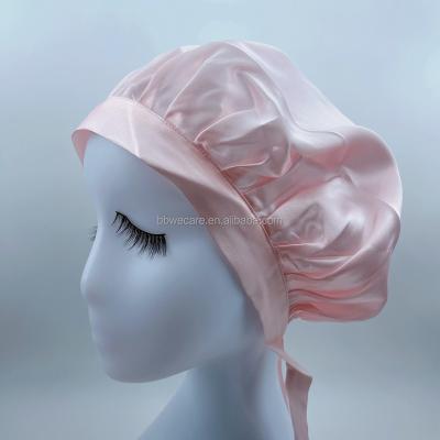 China New Fashion Reusable Female Personal Logo Custom Colorful Satin Bonnets And Durags Night Sleep Hood Silk Hat for sale