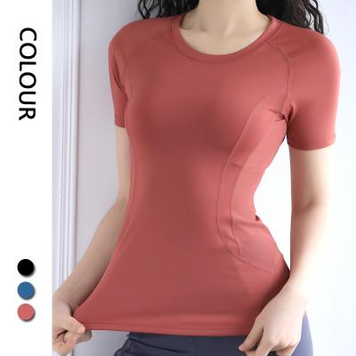 China High Quality Breathable Plain Shorts Sheath Shirts Slim Elastic Waist Corset Yoga Tops Quick Dry Wear For Women for sale