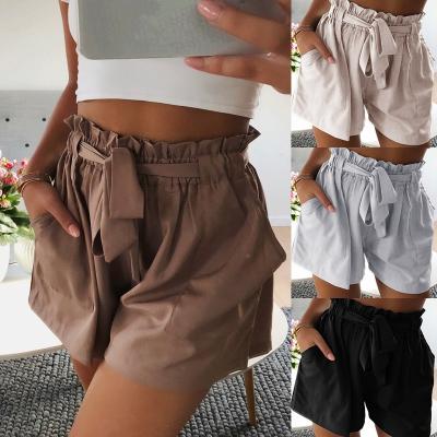 China New Solid Color Anti-Wrinkle Waist Strap Women's High Waist Sports Pants Summer Ladies Hot Pants Shorts for sale