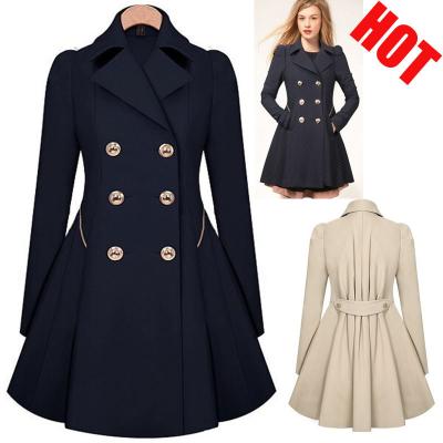 China Solid Color QUICK DRY Promotional Blazer Ladies Office Fashion Double Breasted Women Plus Size Long Jacket for sale