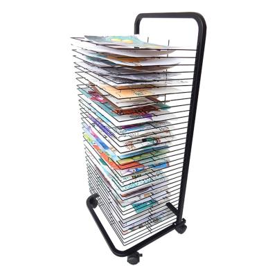 China Take Down 20 Rows Metal Screen Printing Corrugated Paper A3 T-shirt Clothes Silk Screen Drying Display Rack for sale