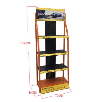 China Disassemble shop design retail metal essential oil castrol holder universal automobile accessories display rack for sale